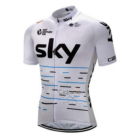 Sky Ropa Ciclismo Culotte Corto 2018 Mangas Cortas Blanco y Negro